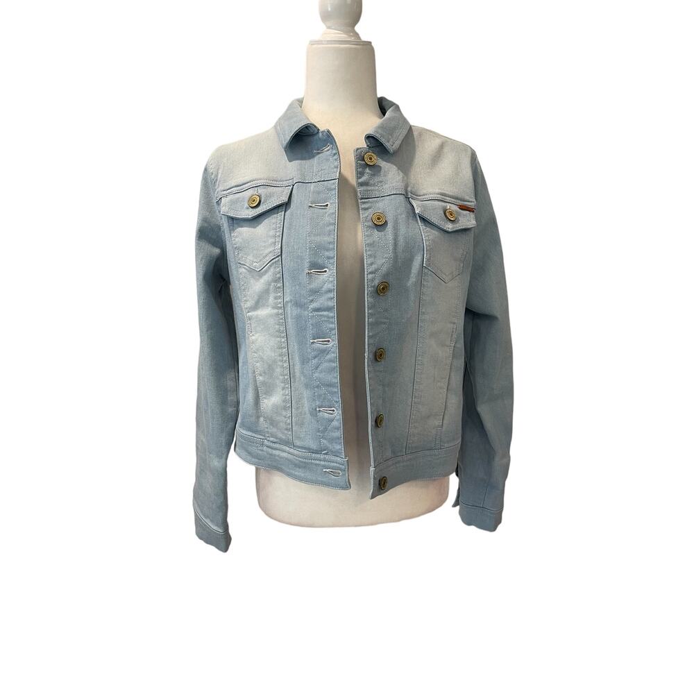 Isaac Mizrahi Live! True Denim Classic Jean Jacket Bleached Indigo Size 4